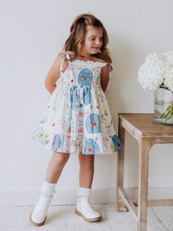 Audrey Smocked Dress - Spring Patchwork