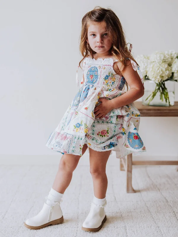 Audrey Smocked Dress - Spring Patchwork