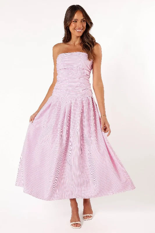 Avalee Strapless Maxi Dress - Pink Stripe