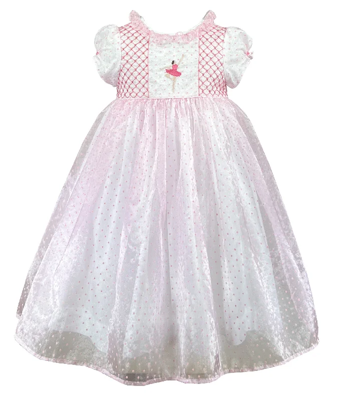 Ballerina Pink Swiss Dot Embroidered Dress