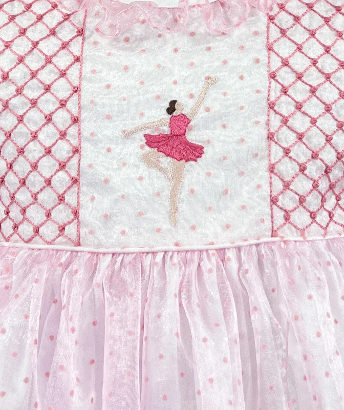 Ballerina Pink Swiss Dot Embroidered Dress