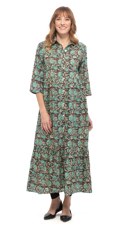 Barcelona Dress - teal raja - organic cotton