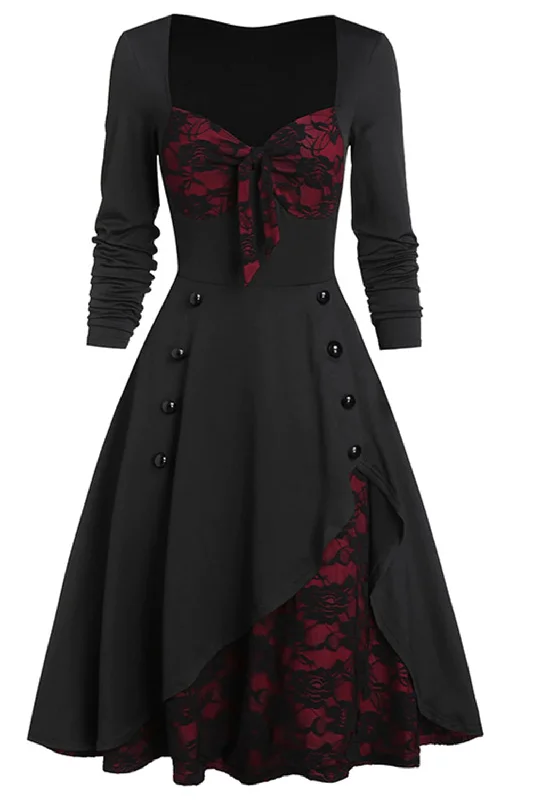 Black and Burgundy Vintage Halloween Dress