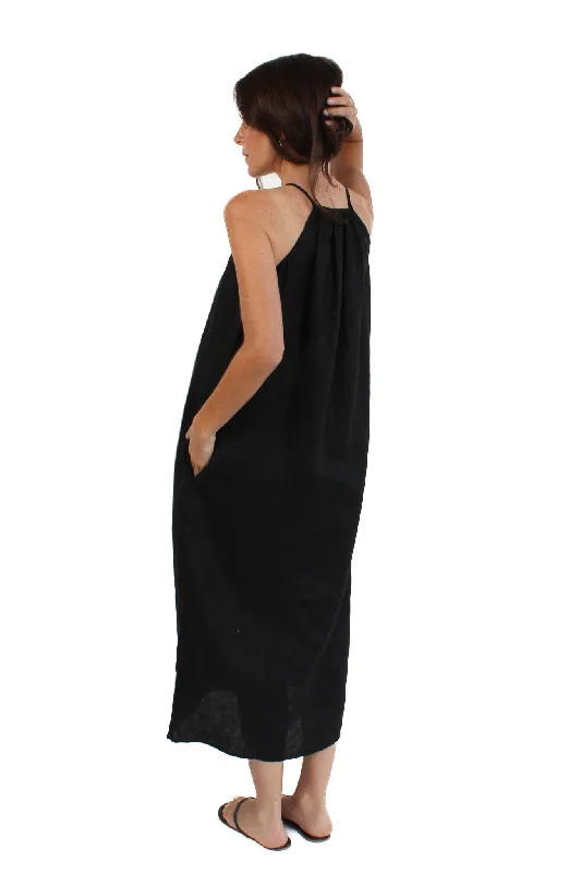 Black Linen Flowy Dress