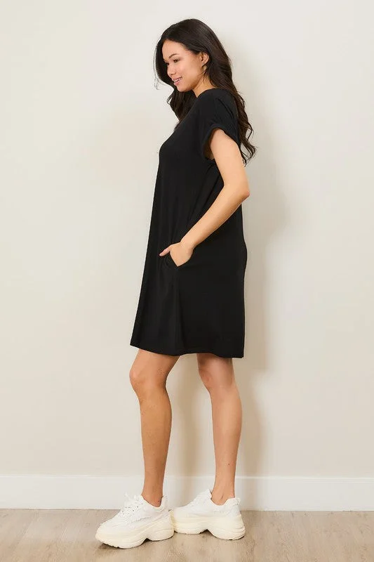 Black Modal T Shirt Dress 4449