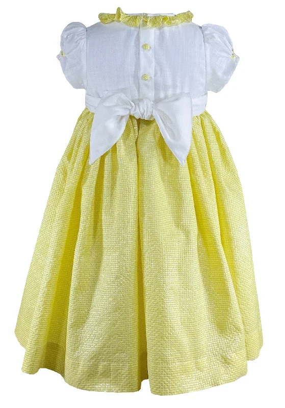 Bunny On the Moon Yellow and Silver Checked Taffetas dress