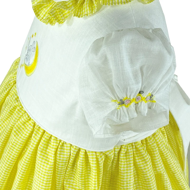 Bunny On the Moon Yellow and Silver Checked Taffetas dress