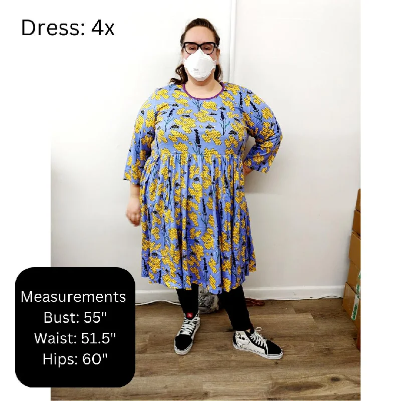 Adult's Pigs - Green Long Sleeve Dress With Gathered Skirt