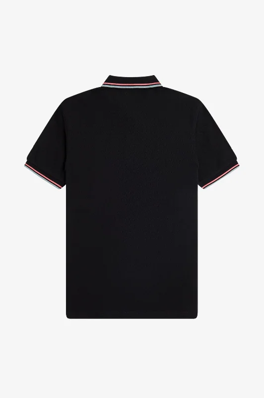 Fred Perry Polo Black / Coral Heat / Silver Blue