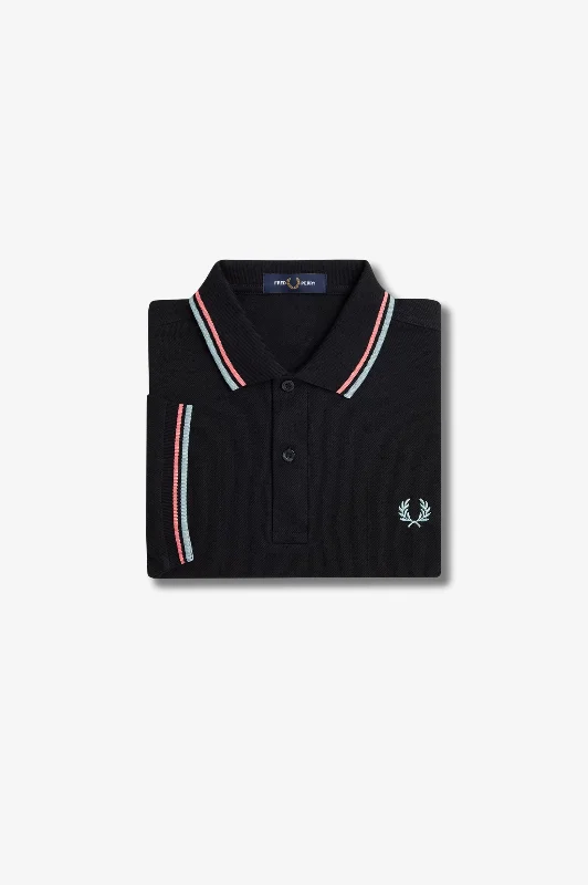 Fred Perry Polo Black / Coral Heat / Silver Blue