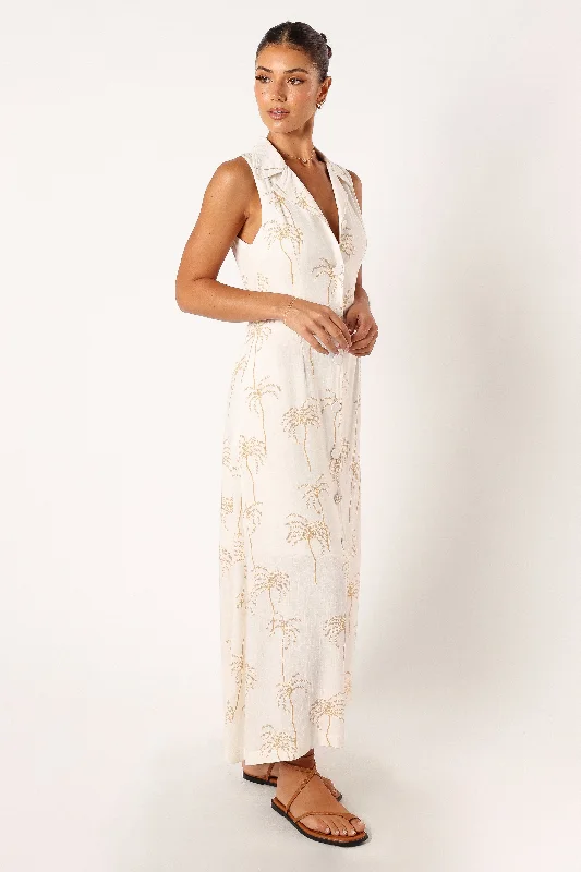 Galia Midi Dress - White Print