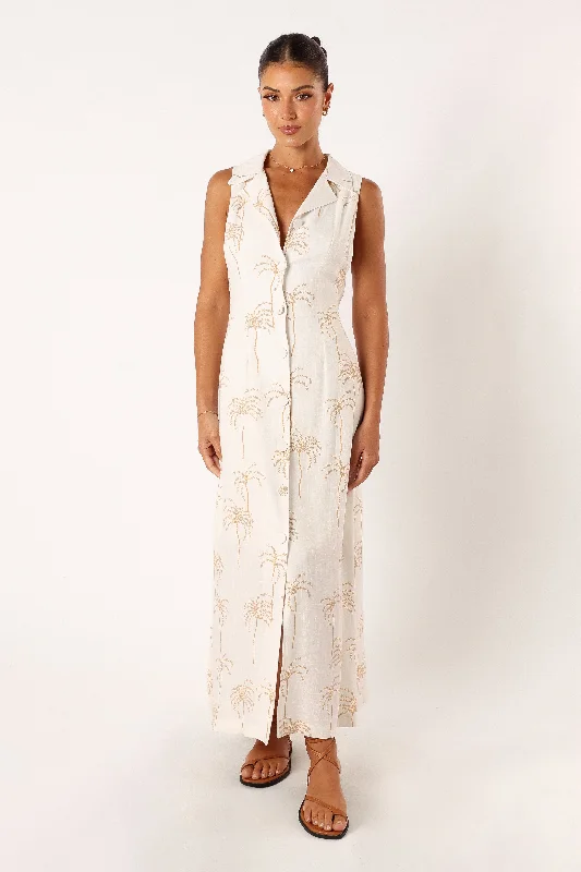 Galia Midi Dress - White Print