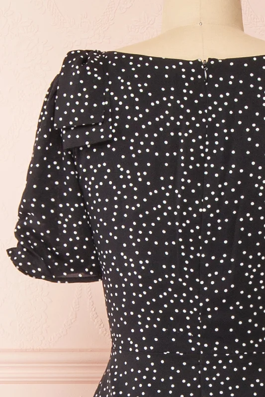 Marceline | Black Polka Dot Midi Dress