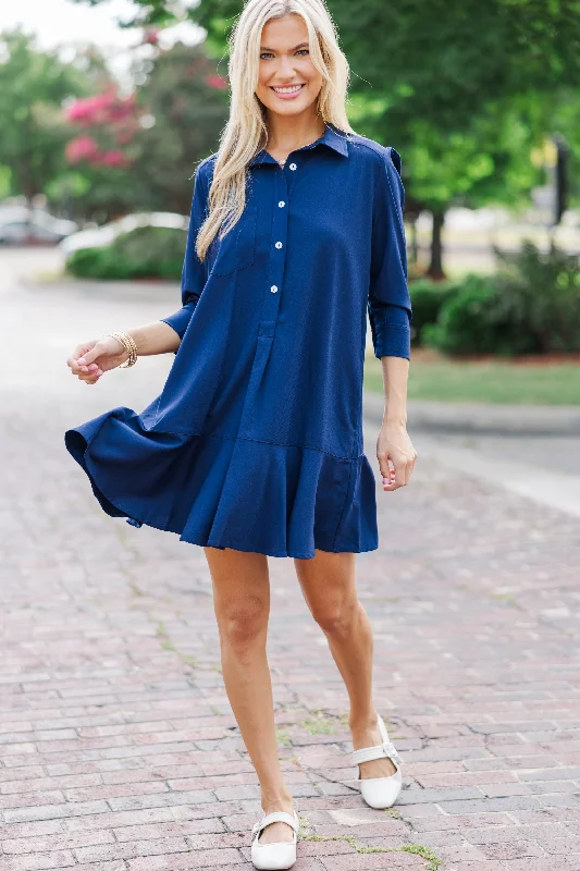 Share Your Story Navy Blue Shirt Dress