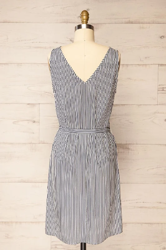 Yanika | Striped Short Dress w/ Belt