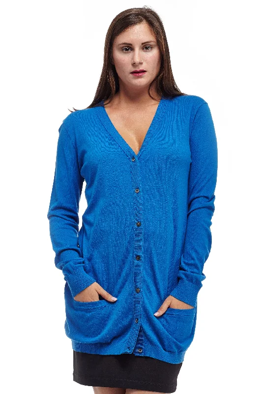 La Cera Long Sleeve Boyfriend Cardigan - Plus Size